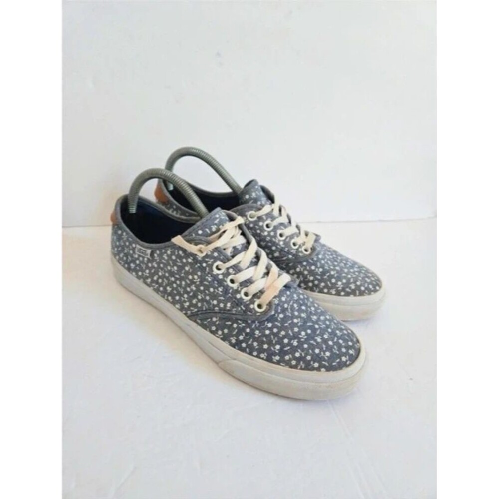 Vans floral light light blue canvas shoes size 8.5